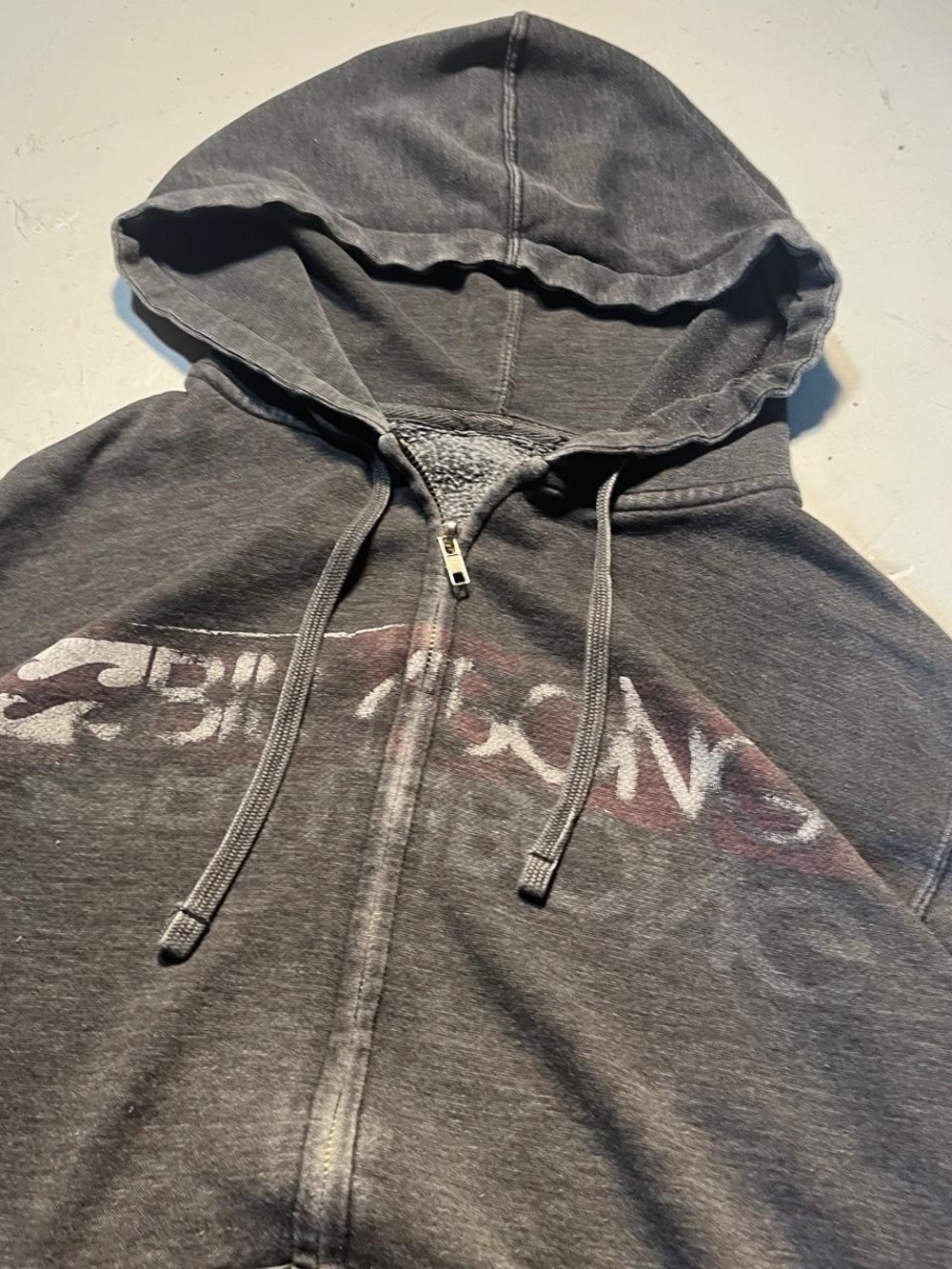 Vintage Y2K Billabong Charcoal Gray Washed Zip-Up Hoodie sz M